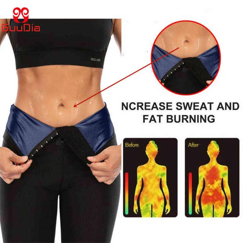 Guudia Sauna Spodnie Sweaty Waist Trener Wagi Spodnie Odchudzające Koszulki Kobiety Neoprenowe Odchudzanie Shapewear Tummy Control Legging 211112