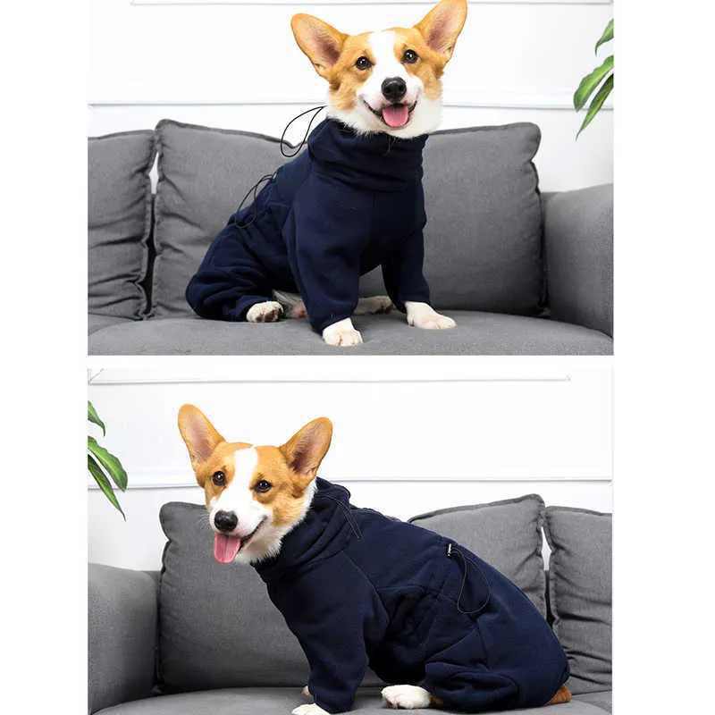 Winter Hund Overalls Vier Beine Pyjamas Warme Enge Kleidung für Kleine Große Hunde Outdoor Walk Fleece Overall Weihnachten Haustier Kostüm 210914