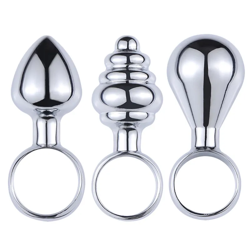 Set Mini Metalen Anale Pluggen Met Vinger Ring Anus Expander Anale Speeltjes Voor Beginner Vaginale Butt Plug Prostaat stimulator X04017314290