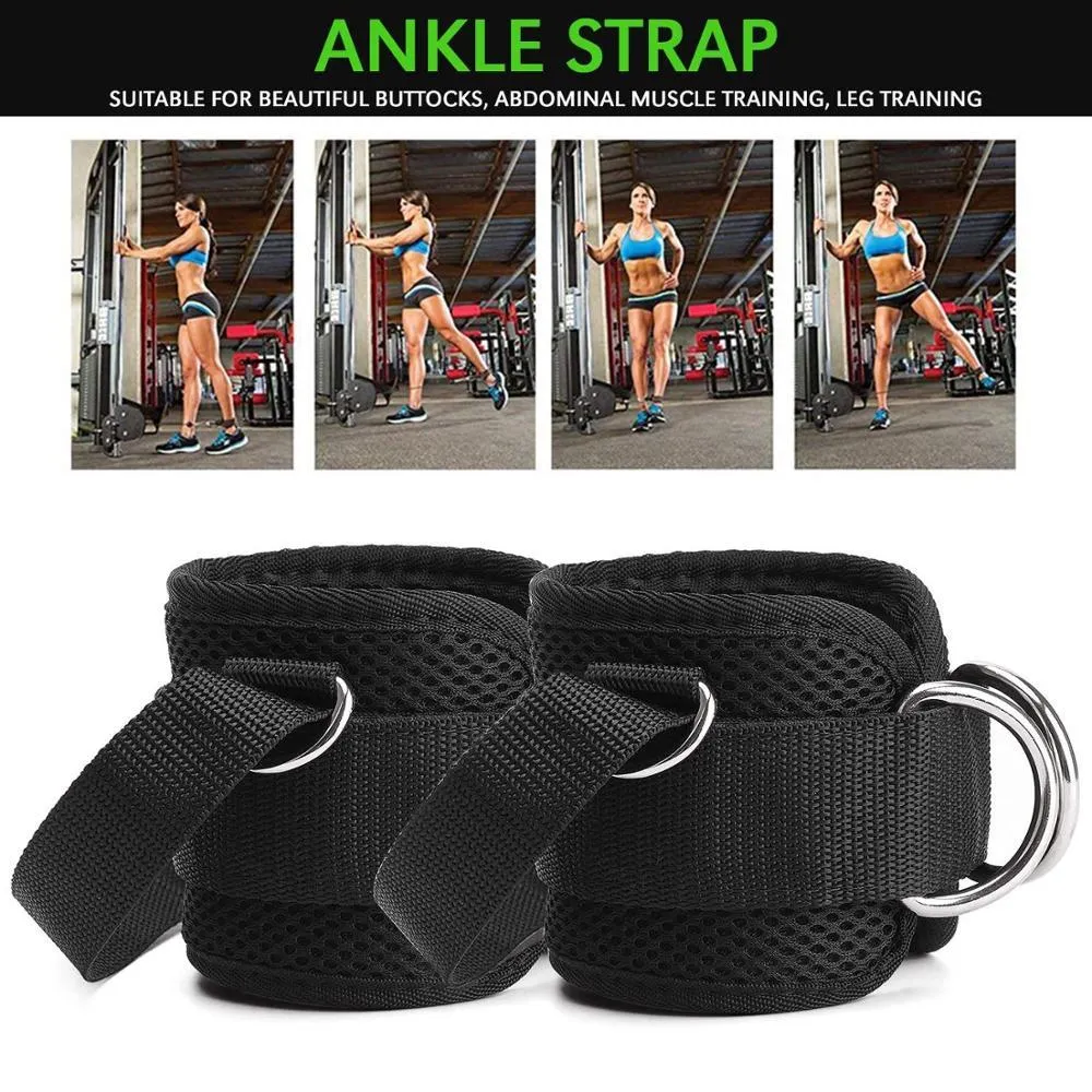 Verstelbare 4 D-ring enkelbandjes Gym met voetriem Kabelmachine Fitness Dijbilspieroefeningen Manchetten Accessoires Crosstrainer P233V