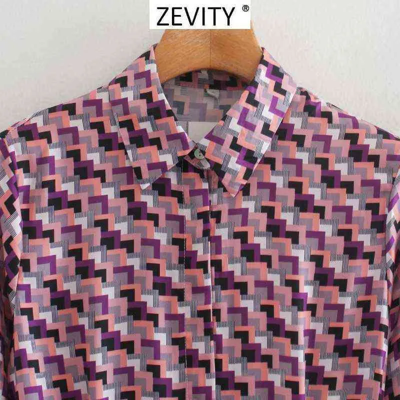 Zevity New women vintage geometric print casual sashes shirt dress chic female long sleeve pleated vestidos party dresses DS4157 Y1204