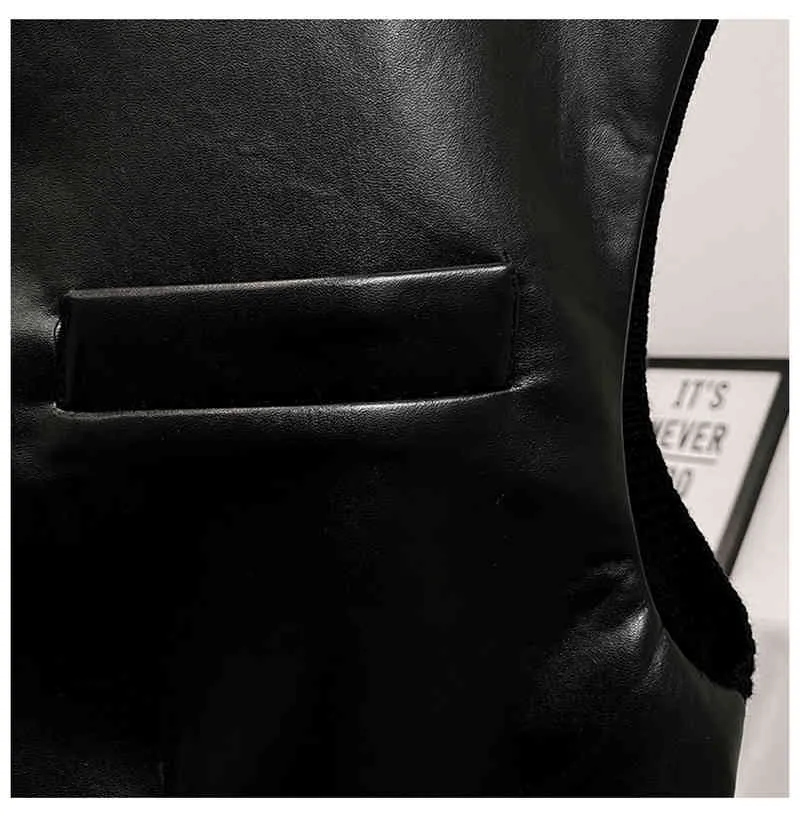 [EAM] Женщины Свободные Fit Black PU кожаный темперамент жилет V-воротника без рукавов мода весна осень 1dc450 21512