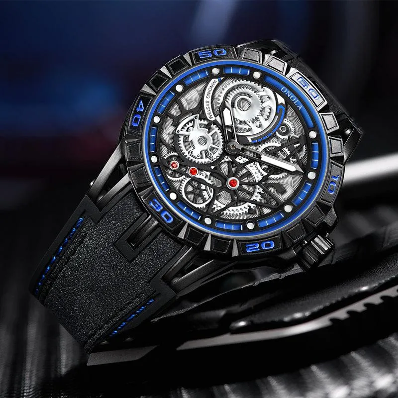 Zegarek zegarek Onola Men's Watch Fashion Classic Design Imitacja mechaniczna wodoodporna japoński ruch kwarcowy