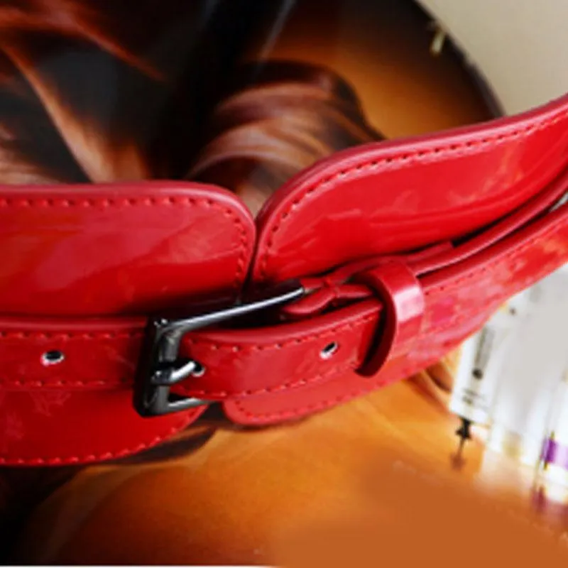 Paski Kobiety luksusowy patent skórzany rozciągający pasek mody czarny czerwony odpowiednie dla CasualOfficeparty292c
