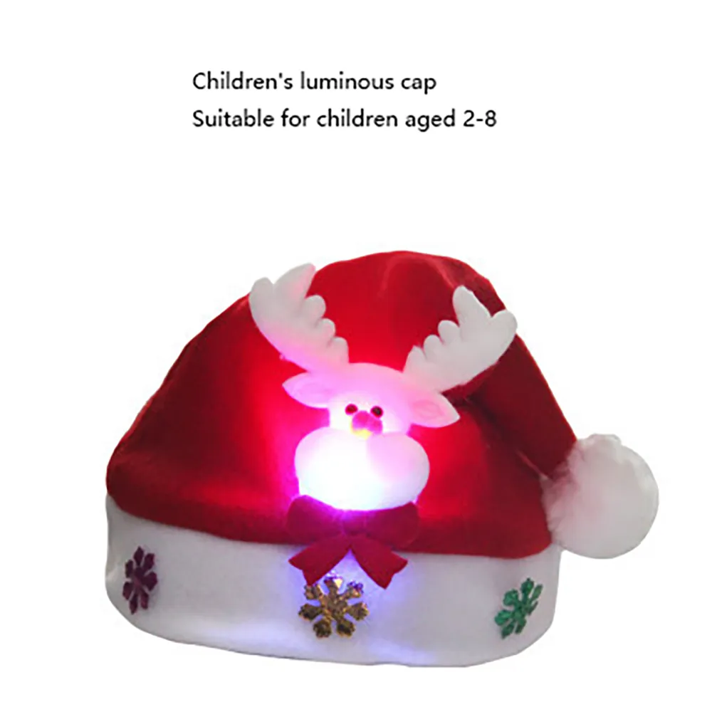 Kind LED Kerst Kerstman Hoeden Rendier Sneeuwpop Cap Feestkostuum Kerstcadeaus Nachtlampje Decoratie voor kinderen Volwassen Whole1825055