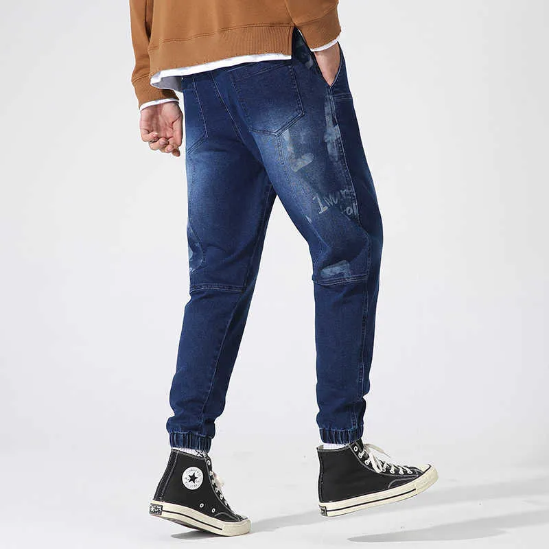 Spring Autumn Black Blue Cargo Jeans Men Stretched Denim Jogger Pants Men Baggy Harem Jean Trousers Plus Size 6XL 7XL 8XL X0621