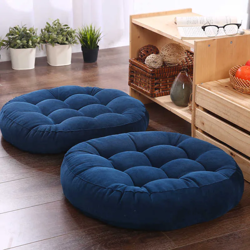 Coussin de siège Tatami épais futon siège de bureau rond chaise en osier tissu étudiant 210611