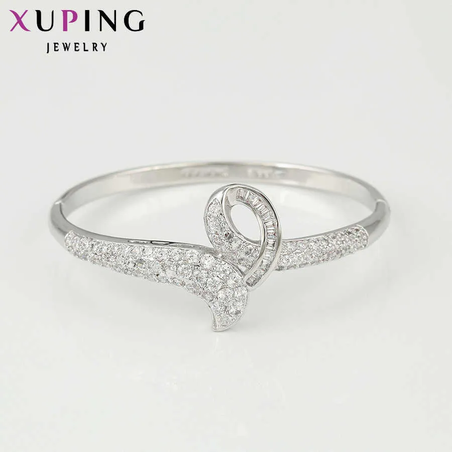 Xuping Smycken Charm Temperament Design Rhodium Färgpläterade Kvinnor Bangle Gift 51274 Q0717