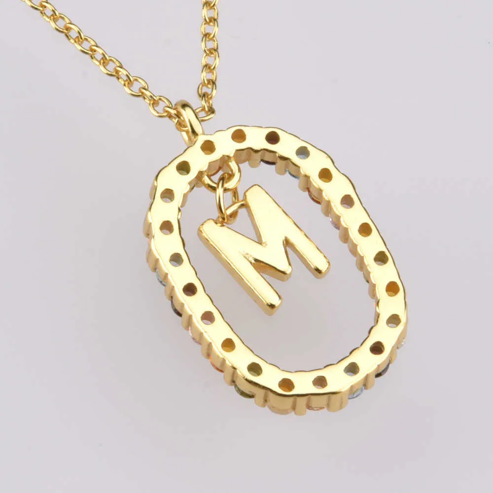 Andywen 925 Sterling Silver Gold Alphabet S T N Letter I L O V E Y U Pendant Initiële ketting Ketting Fijne juwelen 210608321D