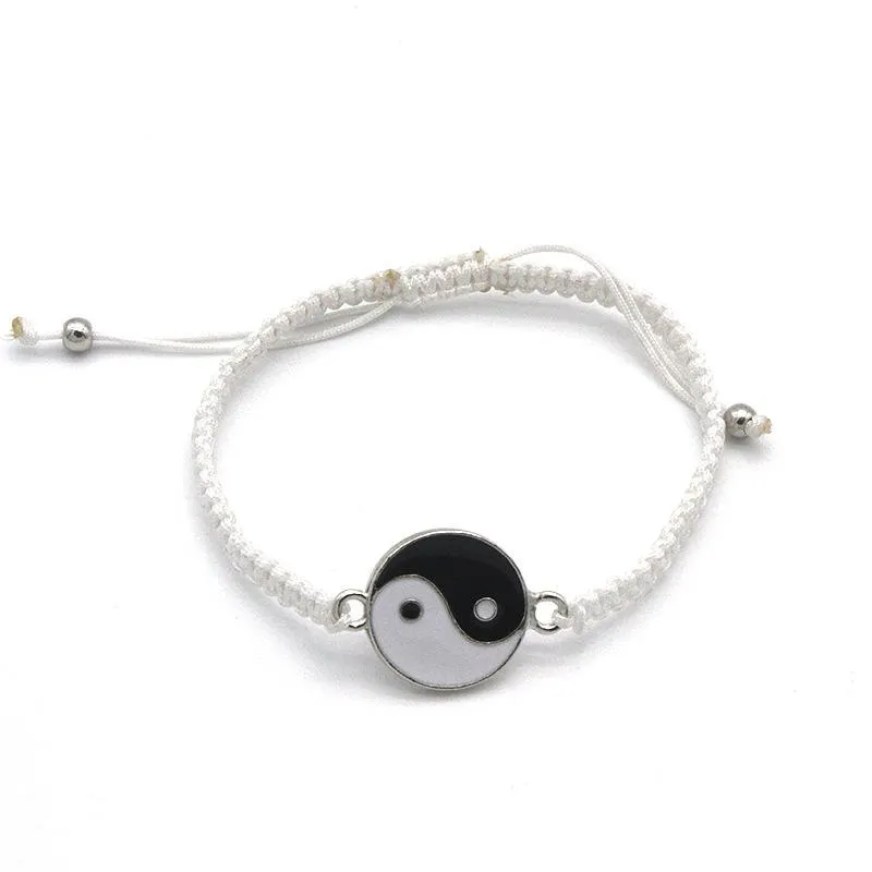 Pendentif Colliers 1 ensemble Tai Chi Couple pour femmes hommes amis Yin Yang jumelé pendentifs charmes tressé chaîne bracelet collier 269B