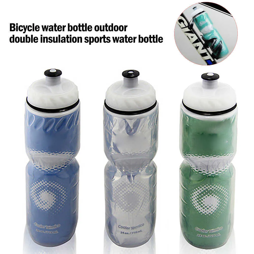 Butelka na wodę do rowerów Outdoor Bike Sprzęt rowerowy Podwójna warstwa Termiczna Utrzymuj gorącą zimną sportową butelkę na wodę 710ML