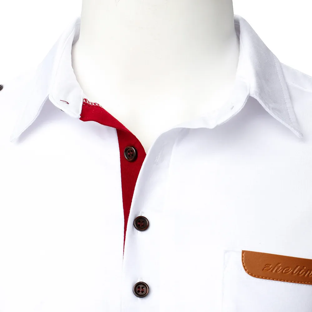 パッチワークポロシャツ男性長袖カジュアルメンズTシャツスリムパラホームブレスプライスボタン装飾カミサスコントラスト210524