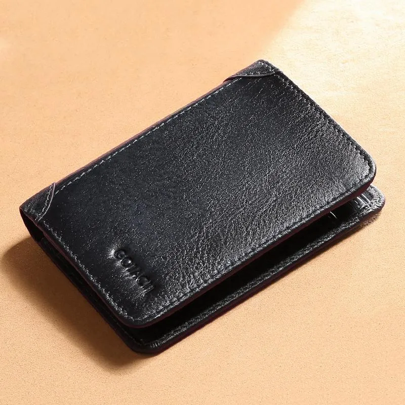 Luufan Retro Style Men's Wallet äkta läder för män RFID Anti Stöldkorthållare Purse Tri-Fold Large Capacity Plånbok269y