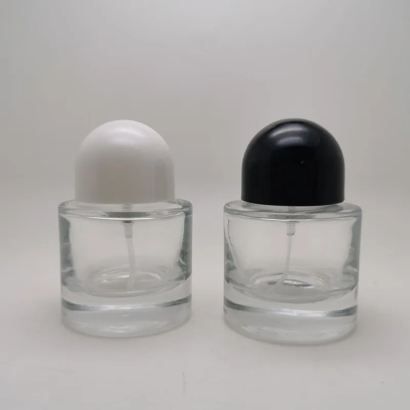 Boş Parfüm Atomizer Yuvarlak Beyaz Siyah Doldurulabilir Sprey Pompası Şişe Kozmetik Konteyner 30 ml Cam 10 adet