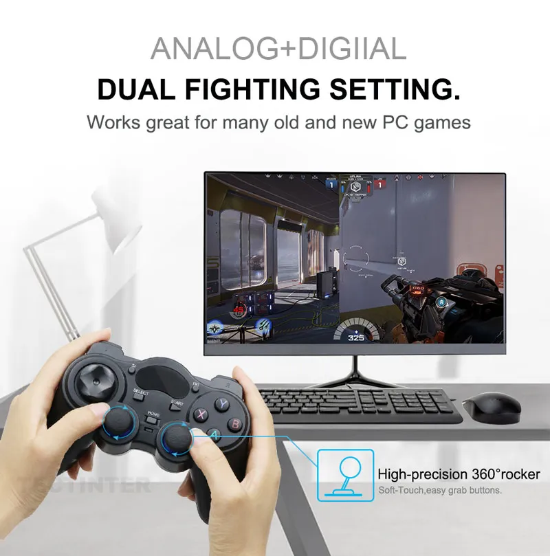 Joystick controller di gioco Android wireless USB 2.4G con convertitore OTG PS3/Smart Phone Tablet PC Smart TV Box