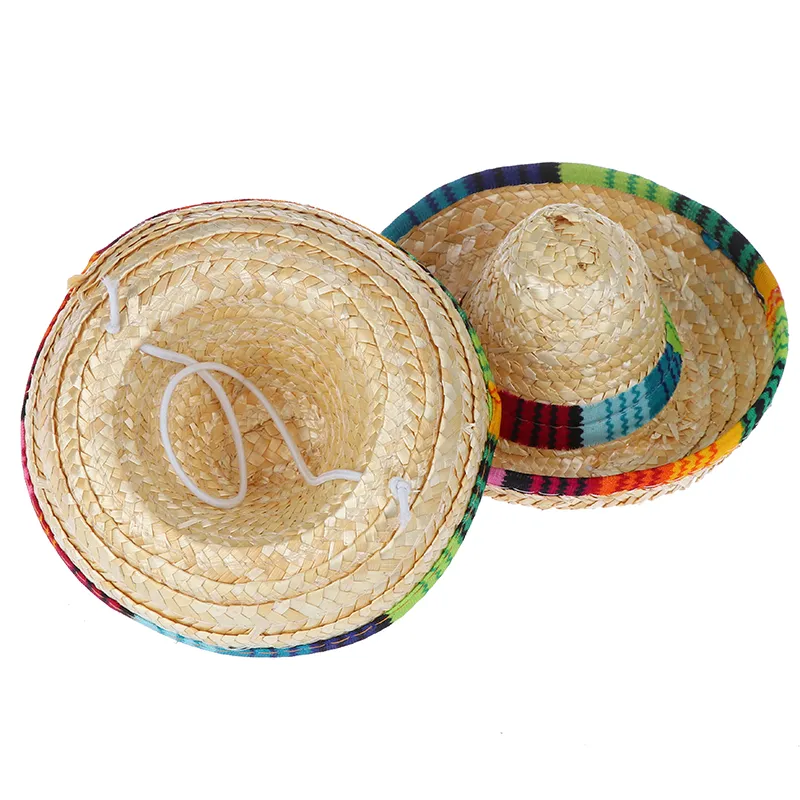 Mini pour animaux de compagnie Chapeau de paille sombrero chat Sun chapeau plage de la plage chapeaux de paille chiens hawaii style chapeau pour chiens drôle acc4649935