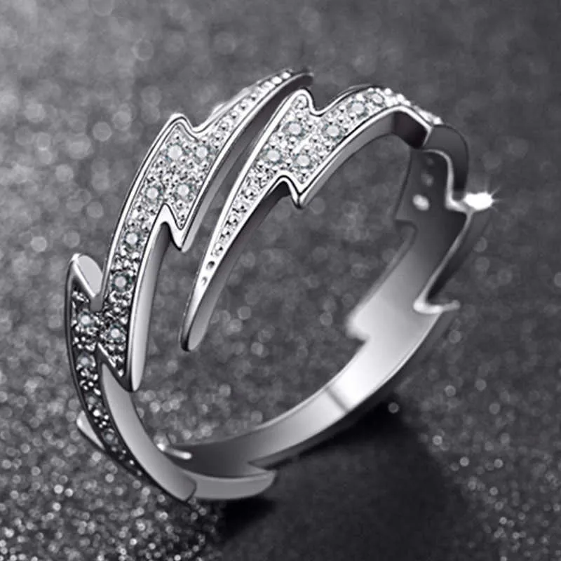 Damskie pierścienie Crystal Fashion Plated 18k Rose Gold Otwarcie Błyskawicy Pierścień Kobiet Palec przesadzone Pani Cluster Style Band