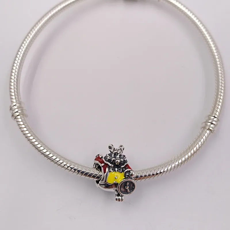 Silber Damen Modeschmuck Pandora Sets Disny White Rabbit Red Yellow Emaille Charm Bohemian Armbänder Initialen Halsketten für Frauen Kette Perlen Armreif 791898ENMX