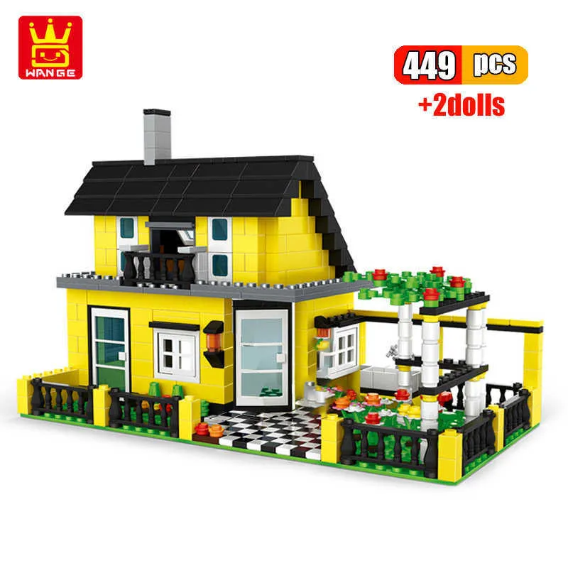 Architecture Village Villa Cottage blocs de construction ville cabane moderne France maison Village ferme briques jouets éducatifs pour enfants X0902