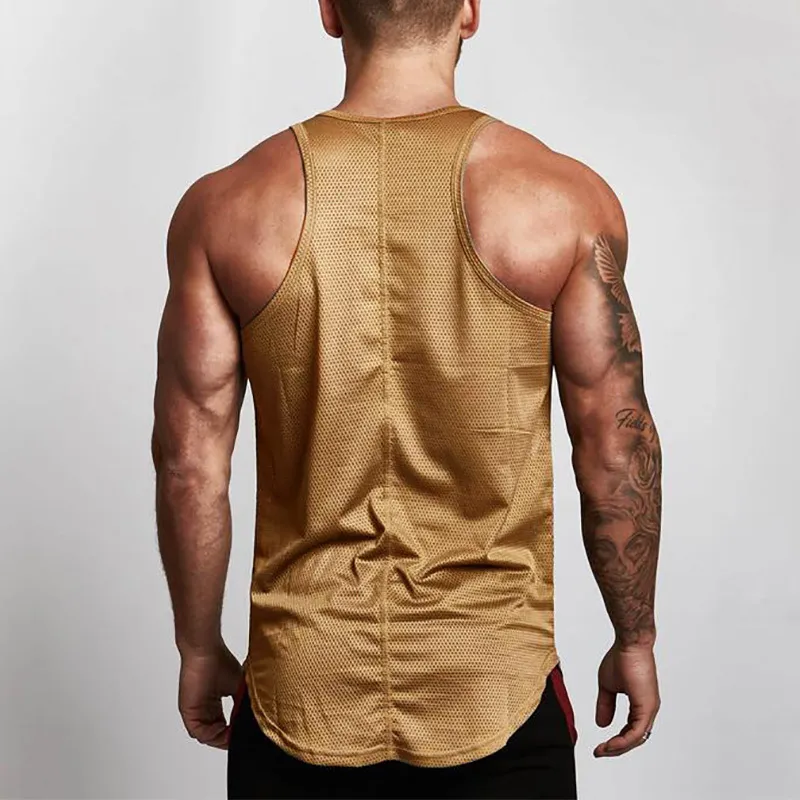 Marque vêtements été Singlets hommes débardeurs chemise équipement de musculation Fitness Men039s maille Stringer débardeur gilet 9221917