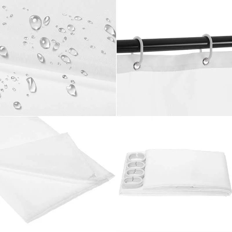 Inya Stoff-Duschvorhang-Einlage, weißes Polyester, seifenbeständig, wasserdicht, maschinenwaschbar, Bad 210915