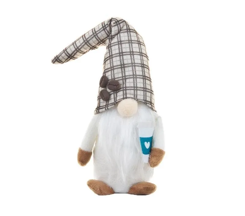 Juldekoration Kaffe Gnome Plaid Swedish Tomte Faceless Toy Scandinavian Figurine Nordic Plush Decor