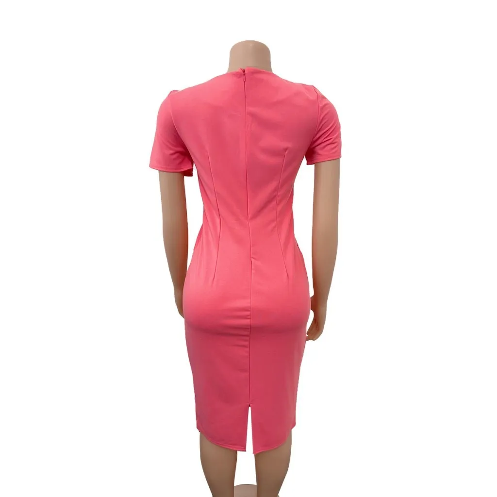 Femmes robes mince Peplum volants manches courtes dames élégantes bureau chic Date sortie gaine robes été femme nouvelle mode 21304S