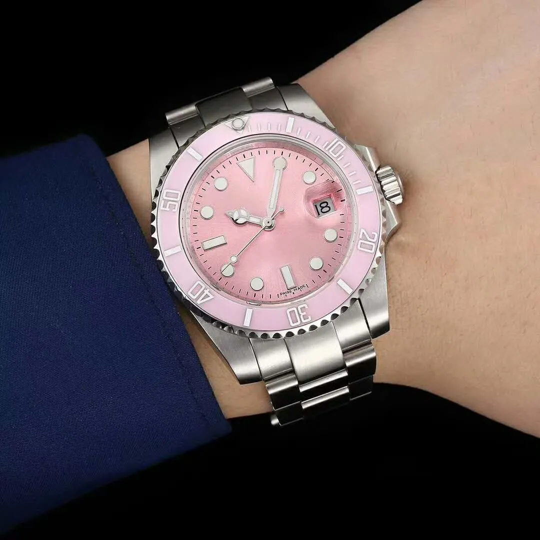 Apk007 2813 Movimiento automático Esfera rosa Deportes Mecánicos Relojes de mujer Acero inoxidable