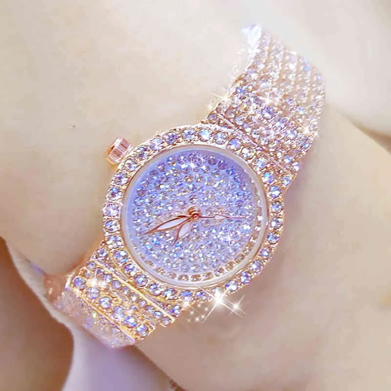 Bs famosas marcas de luxo diamante senhoras pulso es feminino pequeno relógio de pulso rosa ouro feminino montre femme 2021254l