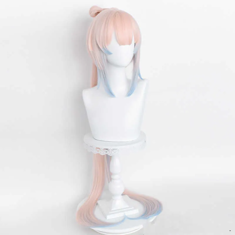 Game Genshin Impact Kokomi Cosplay Wig Long Light Pink Blue Heat Resistant Synthetic Hair s Cap Y09133108