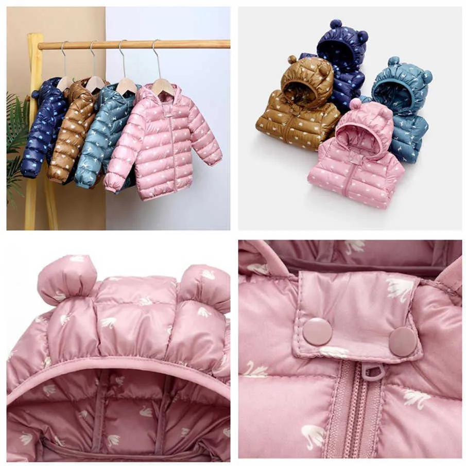 Cute Baby Girls Jacket Bambini Ragazzi Piumini leggeri con orecchio Felpa con cappuccio Primavera Ragazza Abbigliamento Abbigliamento bambini ragazzi Cappotto 210902