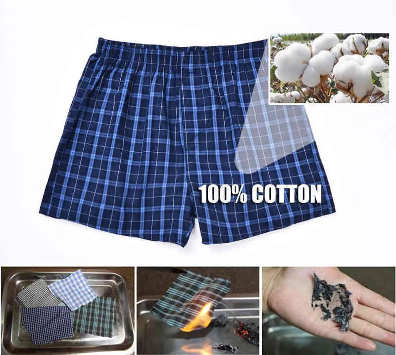 Unterwäsche Männer Boxer Plaid Unterhose Baumwolle Shorts Männer Gestreiften Höschen Lose Hohe Qualität Russische Größe Atmungsaktive Dropshipping H1214