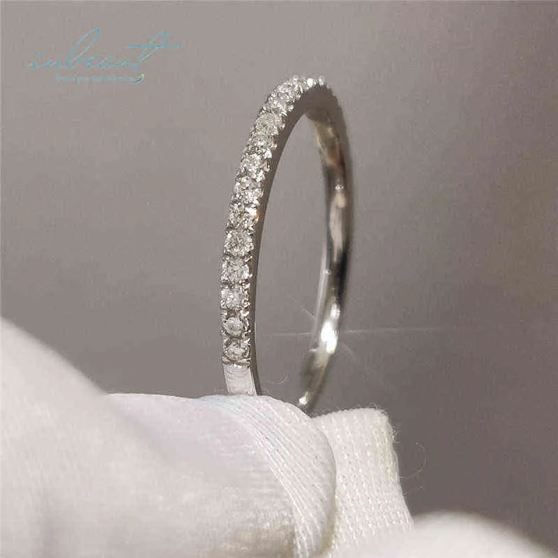 inbeaut 18K witgoud vergulde diamanten testronde uitstekende slijpvorm 0,1 ct Micro D-kleur Moissanite ring 925 zilver partij sieraden X283e