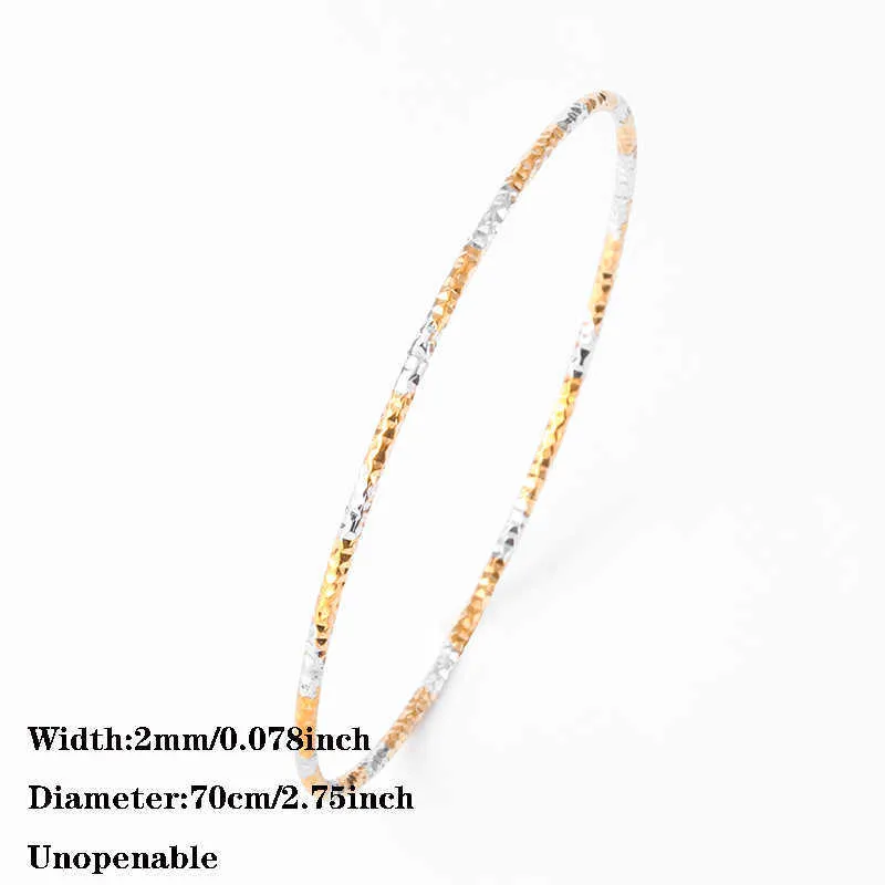 70cm Two Color African Women Bracelet&bangles Dubai Bracelet for Women Indian Gold Bangles Middle East Wedding Jewelry Gift Q0719