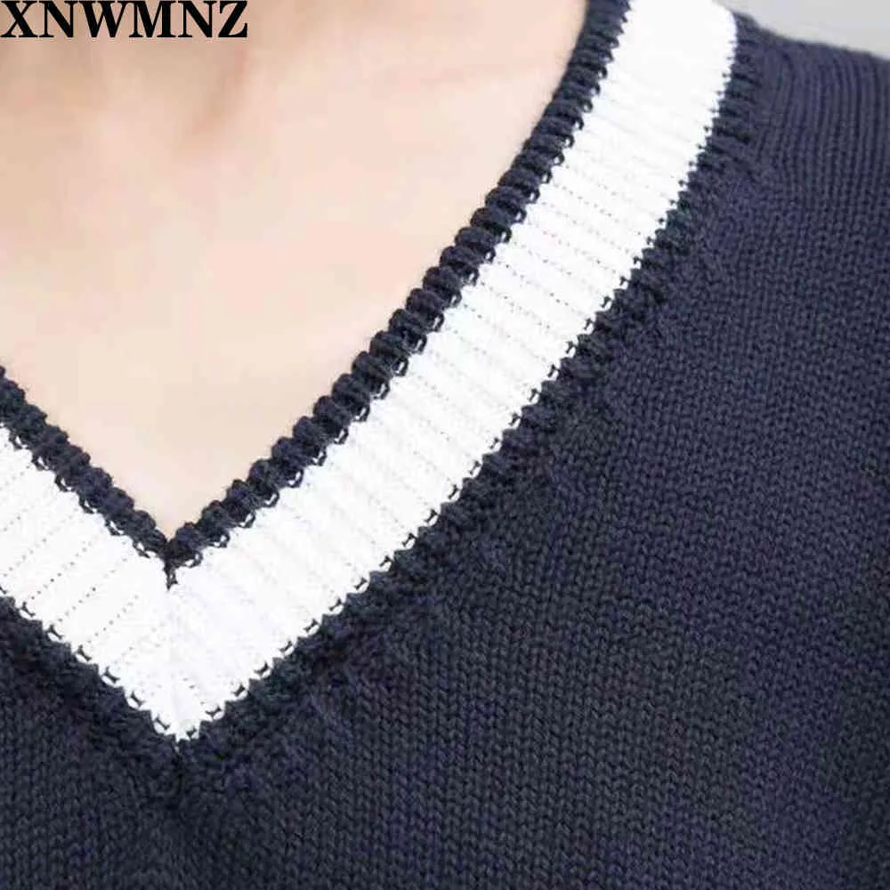 Woman shirt blouses top Autumn Women's Cashmere Sweater Fashion Color Matching V-Neck Wool Knit Pullover Sweater Soft Shirt 210510