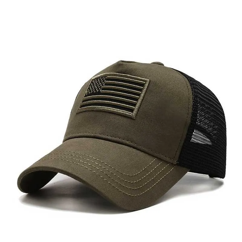 Baseballkappe Männer Taktische Armee Baumwolle Militär Papa Hut USA Amerikanische Flagge US Unisex Hip Hop Hut Sport Caps Outdoor Hüte Q0811