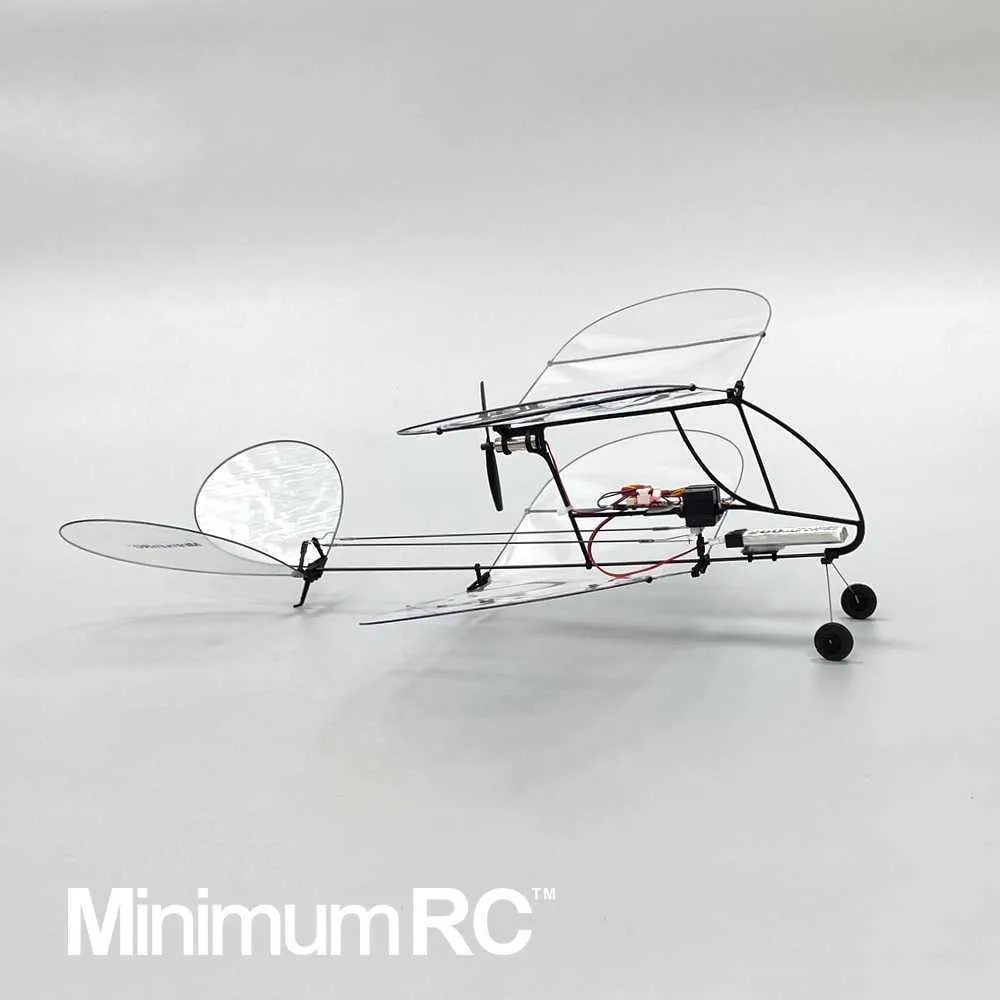 Minimumrc Garnalen V2 Biplane Ultra-licht vliegtuig Koolstof Vezel Remote Control Glider Indoor Vaste vleugel Driewegmodel Vliegtuigen 211026