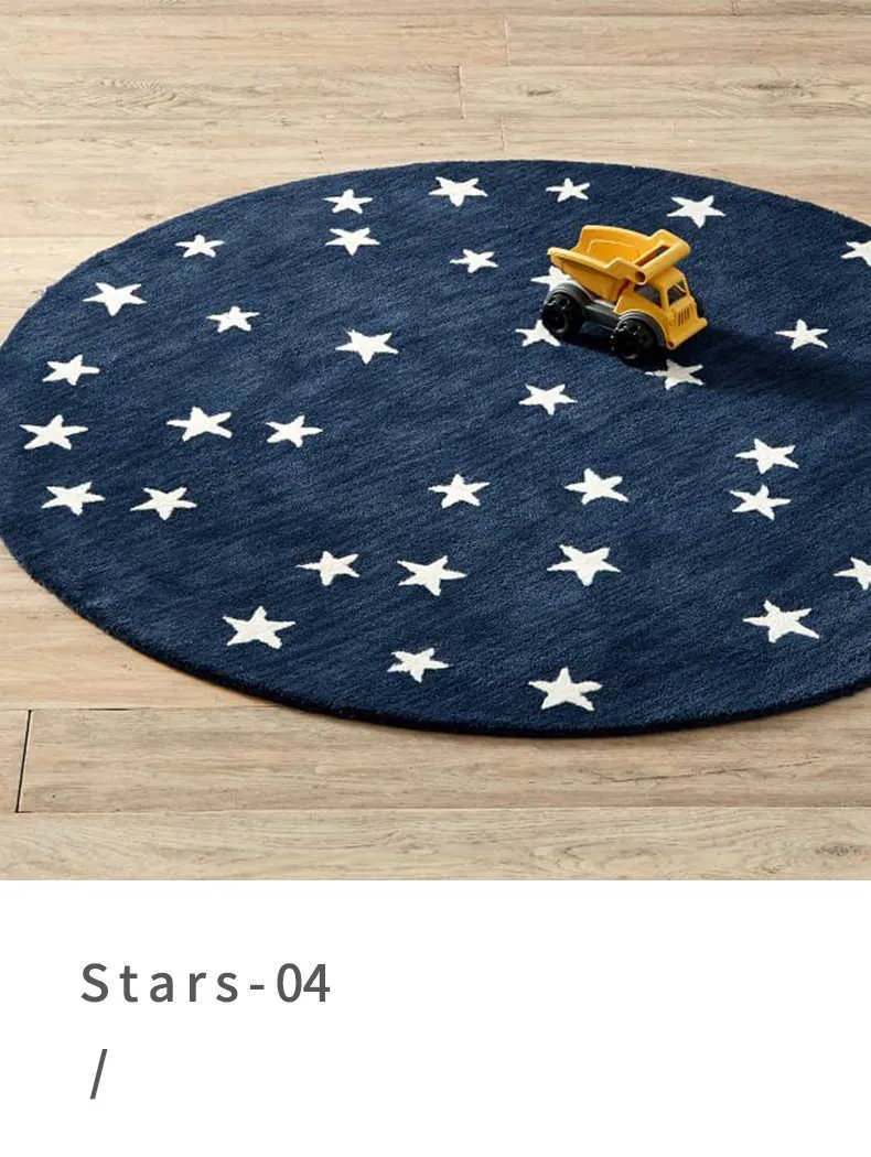 Modern enkel runda nordiska söta mattan stjärnämnen mattor till sovrum barn kudde mattor och mattor för hemland 210917