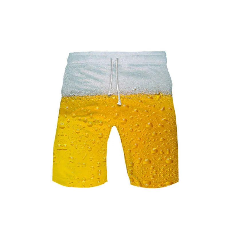 맥주 Day3d 컬러 인쇄 반바지 시원하고 통기성 해변 바지 여름 남성 패션 남성 캐주얼 반바지 운동복 210714