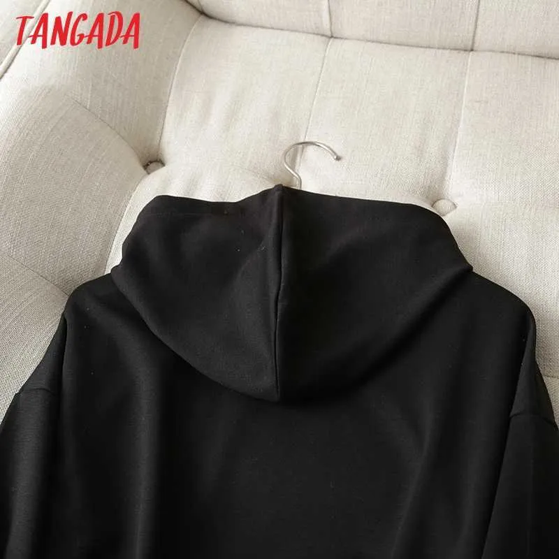 タンガダの女性の黒人パーカースウェットファッション2020特大の女性プルオーバーフード付きジャケット6D84 Y0820