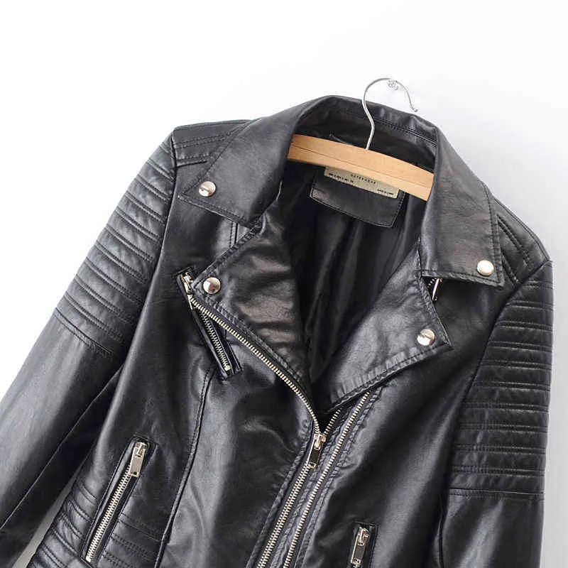 Fi femmes moto Faux cuir vestes dames Streetwear noir manteau à manches longues automne motard fermetures à glissière Outwear 211110