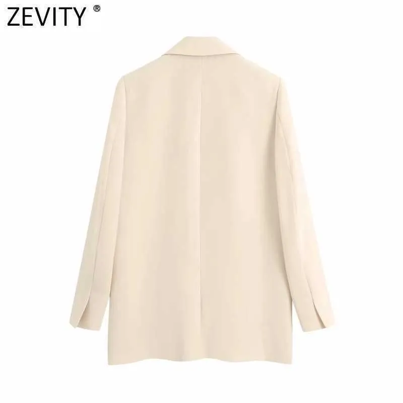 Zevity Frauen Mode Kerb Kragen Feste Beiläufige Blazer Mantel Büro Damen Stilvolle Outwear Anzug Chic Business Marke Tops SW710 210930
