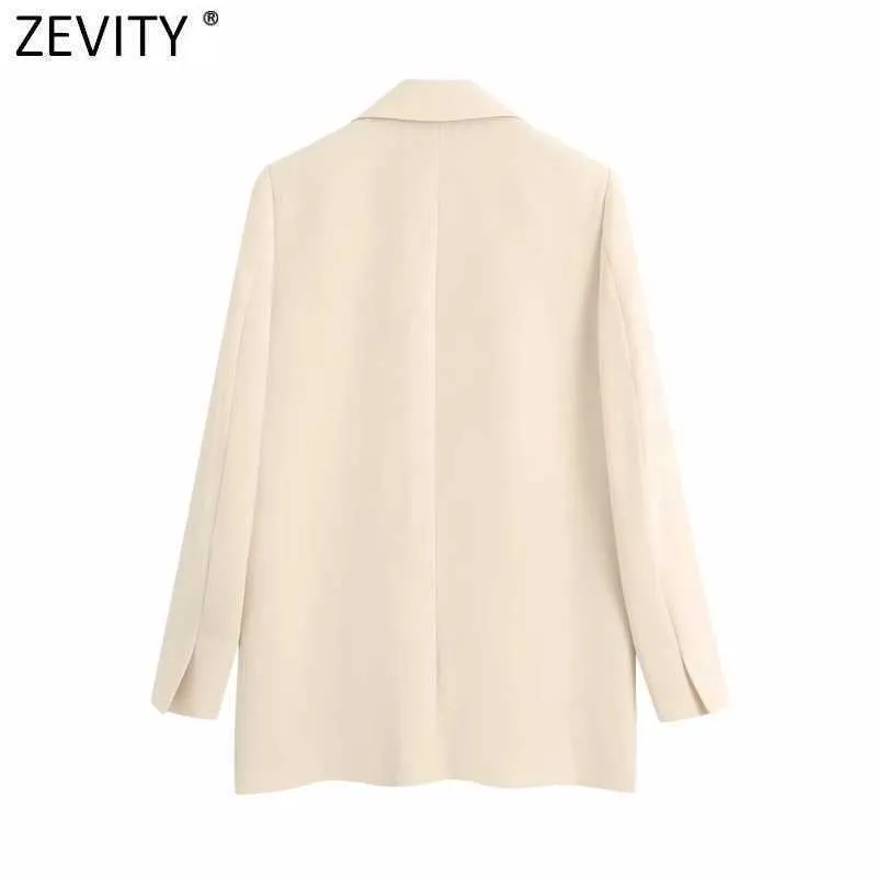 Zevity Women Fashion Notched Collar Solid Casual Blazer Coat Office Ladies Snygg Outwear Suit Chic Business Mrot Tops SW710 210930