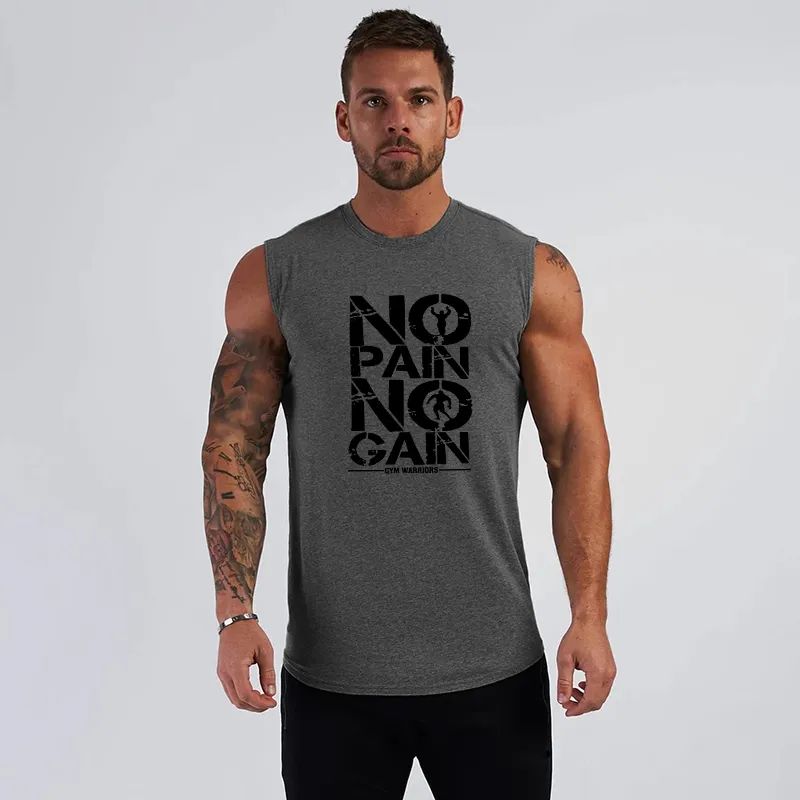 Summer Brand Sleeveless Shirt Men Scallop Hem Cotton Gym Stringer Vest Bodybuilding Clothing Fitness Fashion Sports Tank Tops 210421