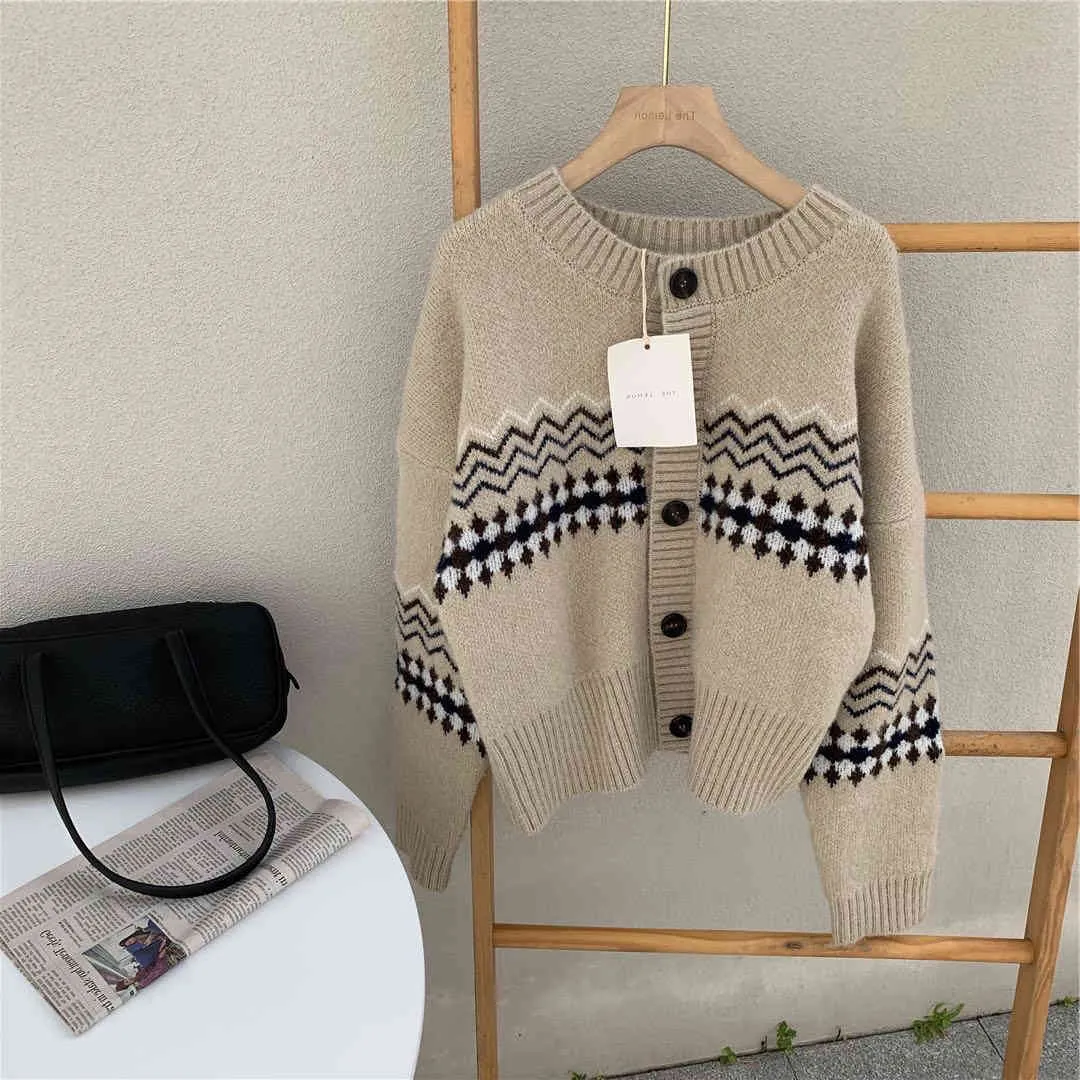 H.SA Women Casual Cardiganss Long Sleeve Soft Warm Ladies Knitted Jumper Tops Argyle Vintage Cardigan Sweater Female 210417