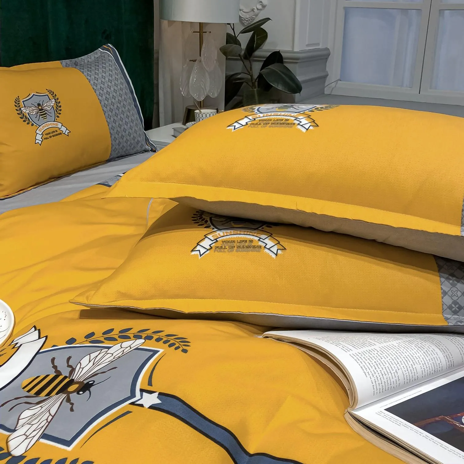 Moderne Designer -Bettwäsche -Sets Cover Mode hochwertige Baumwolle Queen Size Xury Bettlaken Bettdecke 7623301