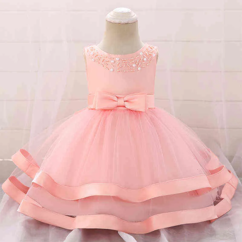 2021 Formal Newborn Clothes 1st Birthday Christening Dress For Baby Girl Dresses Beading Party Princess Girls Dress 1 2 Year G1129