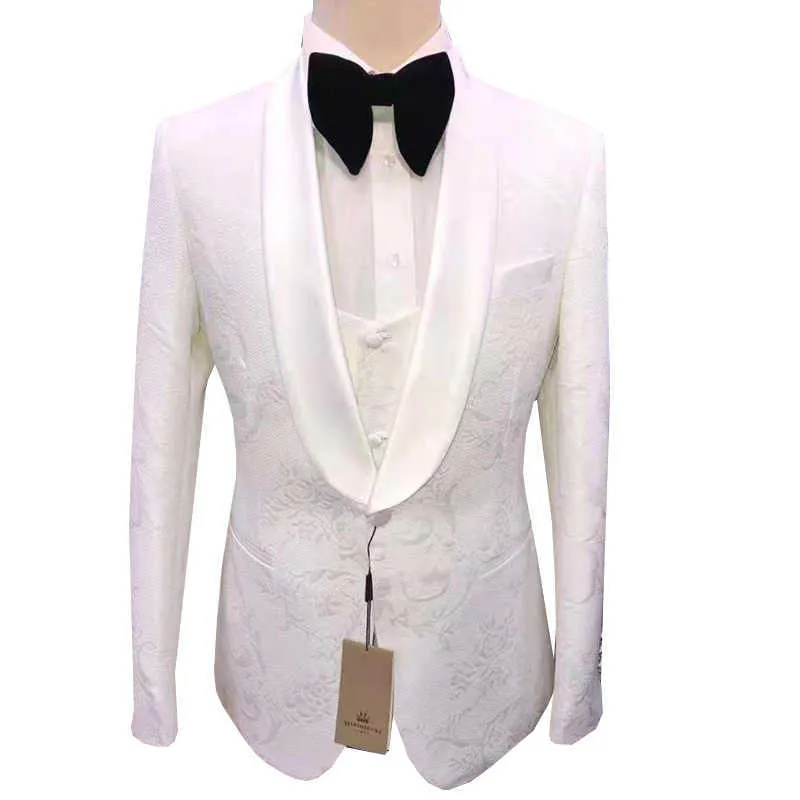 2021 Laatste ontwerp Britse stijl afdrukken herenpak Casual single-breasted boutique 3-delige set bruiloft prom smoking bruidegom jurk x0909