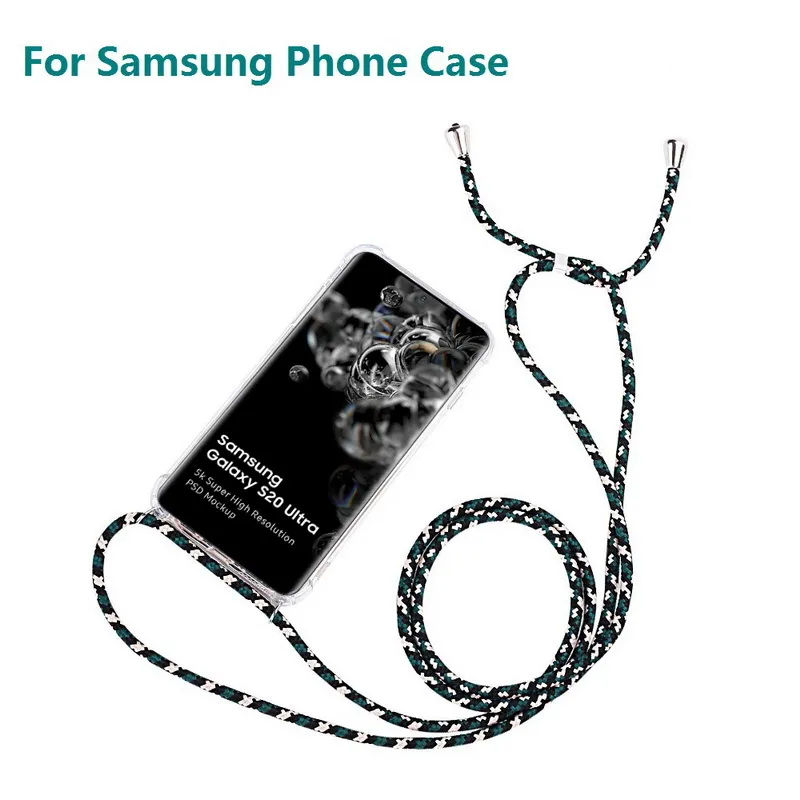 Luksusowy Przezroczysty Wyczyść Case Telefon Crossbody Naszyjnik Smycze do Samsung Galaxy A51 A71 A70 A50 A50 A81 A91 A10S A20E