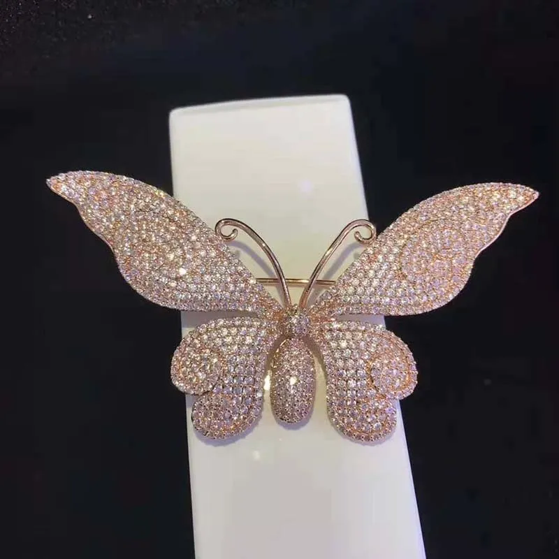 75x45mm de alta calidad de la mariposa de la mariposa de la mariposa de la mariposa de las mujeres con accesorios de doble suéter de invierno broche